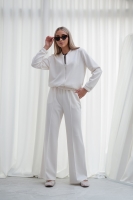 Luksusowy Komplet Damski Masełko Bluza Rozpinana + Spodnie Wide Leg Premium Soft Touch  Elegancja & Komfort-KREM